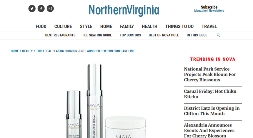 Screen of the press release on the website northernvirginiamag.com