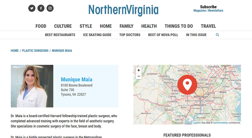 Screen of the press release on the website northernvirginiamag.com