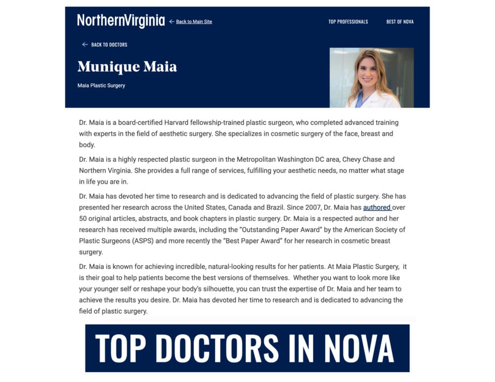 Screenshot of an article titled: Top Doctors In Nova