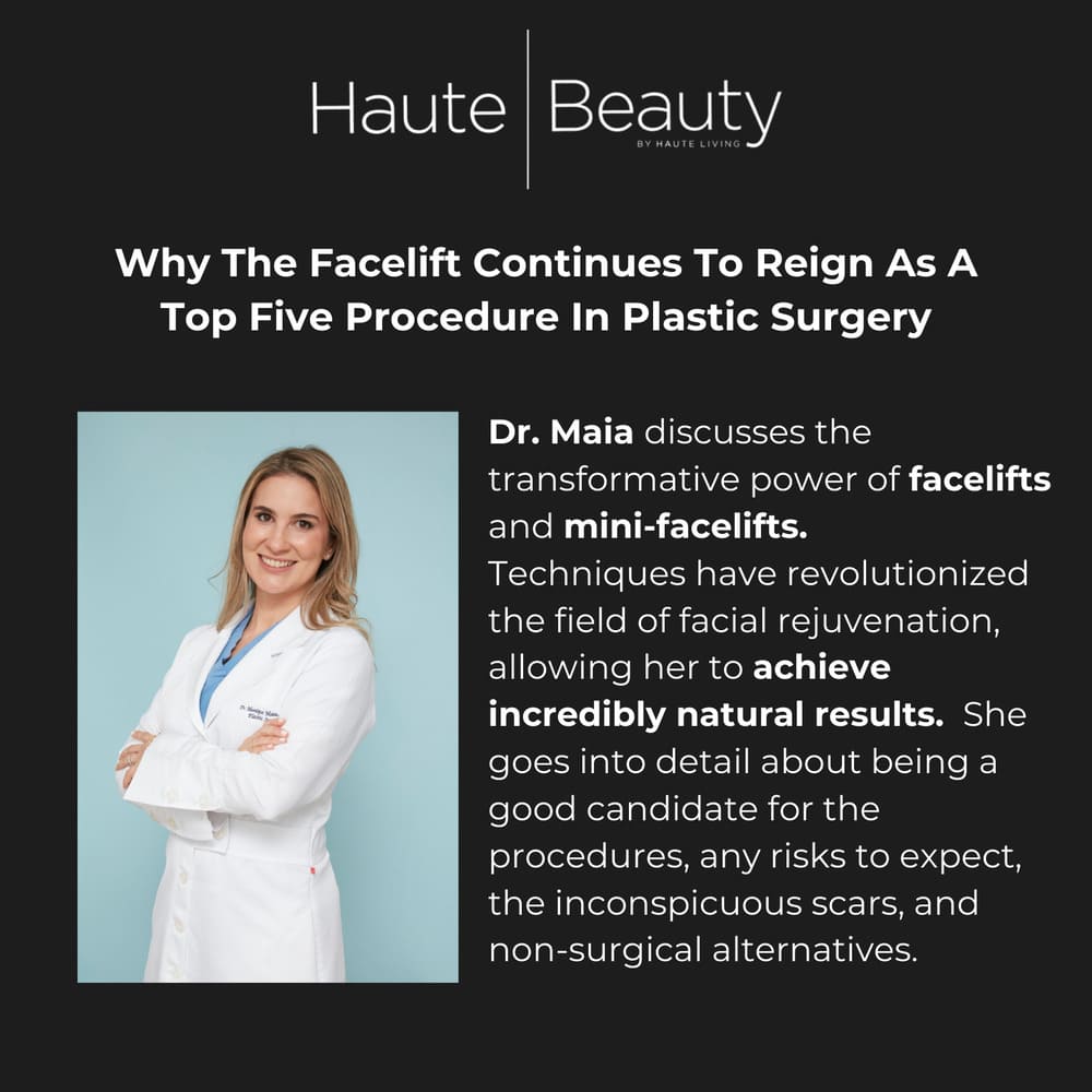 Screenshot of an article titled: Why The Facelift Continues To Reign As A Top Five Procedure In Plastic Surgery