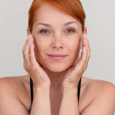 middle aged woman face with beautiful eyes