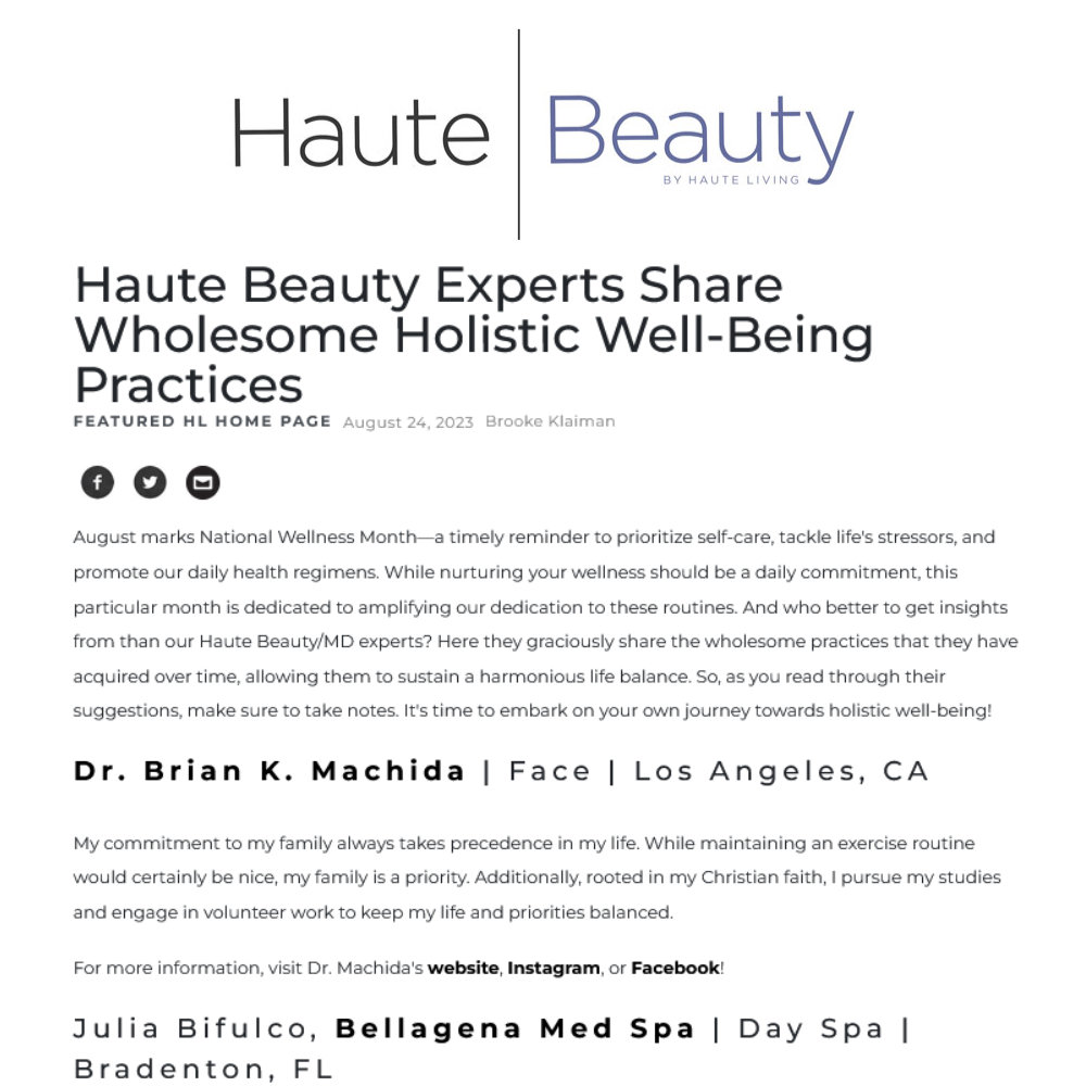Screenshot of an artice tited: Haute Beauty Experts Share Wholesome Holistic Well-Being Practices